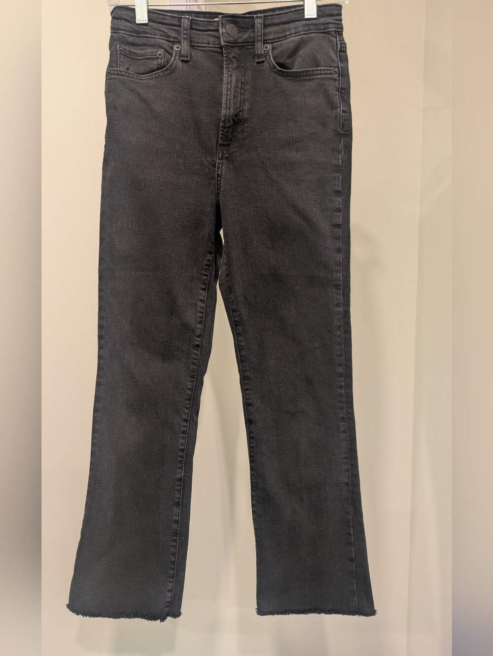 Zara The Dreed high waist crop flare jeans, faded black wash, size 4